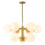 Brass Daisy Tiered Opal Glass Globe Sputnik Chandelier - Image 5