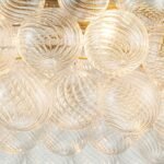 Brass Halo Ribbed Glass Globe Bubble Ring Chandelier - Image 12