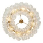 Brass Halo Ribbed Glass Globe Bubble Ring Chandelier - Image 9