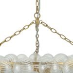 Brass Halo Ribbed Glass Globe Bubble Ring Chandelier - Image 14