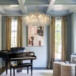 Brass Halo Ribbed Glass Globe Bubble Ring Chandelier - Image 4