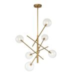 Celestial Glass Globe Sputnik Chandelier - Adjustable Linear Arm - Image 13