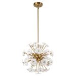 Ceramic Hoya Floral Brass Sunburst Sphere Chandelier - Image 6