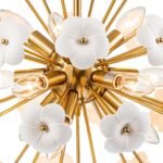 Ceramic Hoya Floral Brass Sunburst Sphere Chandelier - Image 12
