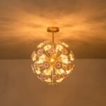 Ceramic Hoya Floral Brass Sunburst Sphere Chandelier - Image 4
