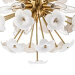 Ceramic Hoya Floral Brass Sunburst Sphere Chandelier - Image 14
