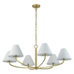 Classic French 6-Light White Linen Shade Chandelier - Image 6