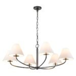 Classic French 6-Light White Linen Shade Chandelier - Image 10