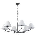 Classic French 6-Light White Linen Shade Chandelier - Image 9