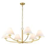 Classic French 6-Light White Linen Shade Chandelier - Image 7