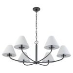 Classic French 6-Light White Linen Shade Chandelier - Image 11