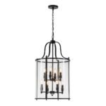 Farmhouse Wide Clear Glass Cylinder Cage Pendant - Image 5