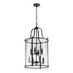 Farmhouse Wide Clear Glass Cylinder Cage Pendant - Image 8