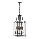 Farmhouse Wide Clear Glass Cylinder Cage Pendant - Image 3