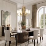 French 6-Light Frosted Glass Shade Scrolling Chandelier - Image 2