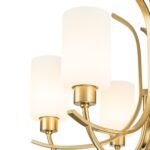 French 6-Light Frosted Glass Shade Scrolling Chandelier - Image 12