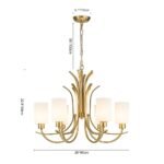 French 6-Light Frosted Glass Shade Scrolling Chandelier - Image 14