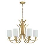 French 6-Light Frosted Glass Shade Scrolling Chandelier - Image 8
