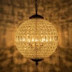 French Antique Brass Crystal Globe Chandelier - Image 10