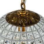 French Antique Brass Crystal Globe Chandelier - Image 11