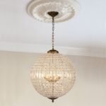 French Antique Brass Crystal Globe Chandelier - Image 6