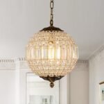 French Antique Brass Crystal Globe Chandelier - Image 7