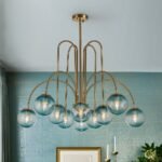 Glam 10-Light Blue Glass Globe Bubble Chandelier