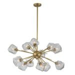 Glam Brass 12-Light Frozen Ice Style Sputnik Chandelier - Image 4
