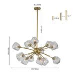 Glam Brass 12-Light Frozen Ice Style Sputnik Chandelier - Image 13
