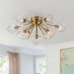 Glam Brass 9-Light Frozen Ice Style Sputnik Ceiling Light