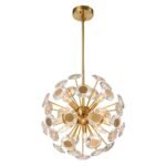 Glam Crystal Accent Brass Sphere Dandelion Chandelier - Image 5