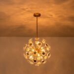 Glam Crystal Accent Brass Sphere Dandelion Chandelier - Image 4