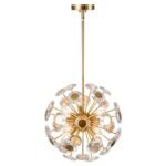 Glam Crystal Accent Brass Sphere Dandelion Chandelier - Image 9