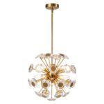 Glam Crystal Accent Brass Sphere Dandelion Chandelier - Image 7