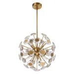Glam Crystal Accent Brass Sphere Dandelion Chandelier - Image 6