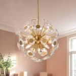 Glam Crystal Accent Brass Sphere Dandelion Chandelier