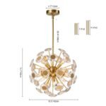 Glam Crystal Accent Brass Sphere Dandelion Chandelier - Image 15