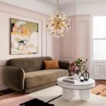 Glam Crystal Accent Brass Sphere Dandelion Chandelier - Image 2