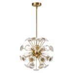 Glam Crystal Accent Brass Sphere Dandelion Chandelier - Image 8