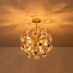 Glam Crystal Accent Brass Sphere Dandelion Chandelier - Image 3
