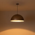 Luxe Distressed Dark Silver Oversized Metal Dome Pendant - Image 16