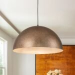 Luxe Distressed Dark Silver Oversized Metal Dome Pendant - Image 3