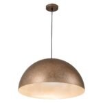 Luxe Distressed Dark Silver Oversized Metal Dome Pendant - Image 6