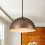 Luxe Distressed Dark Silver Oversized Metal Dome Pendant - Image 2
