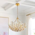 Luxe Gold Crystal Blossom Floral Basket Chandelier