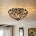 Luxe Moroccan Antique Bronze Crystal Ceiling Light