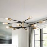 Mid-century 2-Tier Black Brass Sputnik Chandelier - Image 2