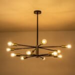 Mid-century 2-Tier Black Brass Sputnik Chandelier - Image 16