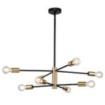 Mid-century 2-Tier Black Brass Sputnik Chandelier - Image 6