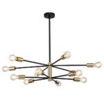 Mid-century 2-Tier Black Brass Sputnik Chandelier - Image 8